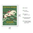 thumbnail image 2 of Concours Hippique International Horse Equestrian Competition in Sedan - Vintage Sports Poster by Bernard Villemot c.1954 - Japanese Unryu Rice Paper Art Print 24 x 32 in, 2 of 4