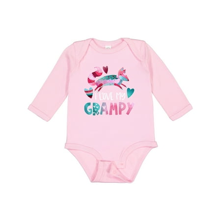 

Inktastic I Love My Grampy Pink and Blue Fox with Hearts Gift Baby Boy or Baby Girl Long Sleeve Bodysuit