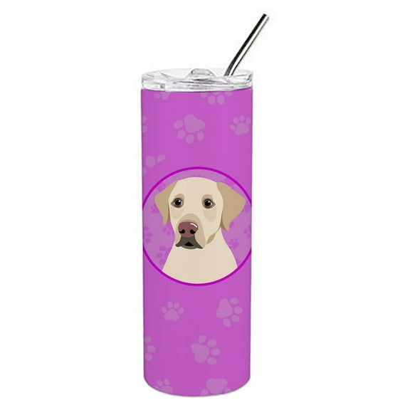 Carolines Treasures WDK1356TBL20 Labrador Retriever Yellow Design3 Stainless Steel 20 oz Skinny Tumbler Pink 20 oz