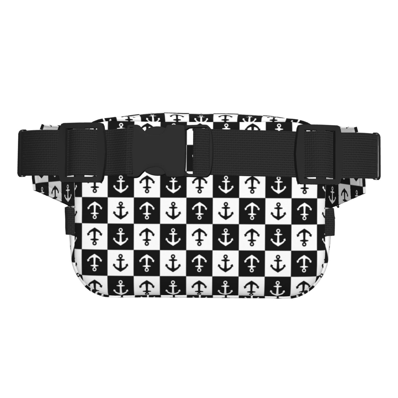Picia Nautical Anchors1 Print Square Double-Layer Waist Bag Mini Adjustable Waist Belt Bag Exercise Running Travel Hiking
