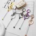 thumbnail image 2 of 6 Pcs Key Chains Gradient Color Bead Lobster Clip Key Storage Stainless No Deformation Pendant DIY Crafts Jewelry Making Gift, 2 of 6
