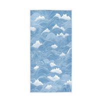Bath Towel Single-Sided Printed Highly Absorbent Soft Quick Towel for Bathroom Spa Gym & Sports Waves