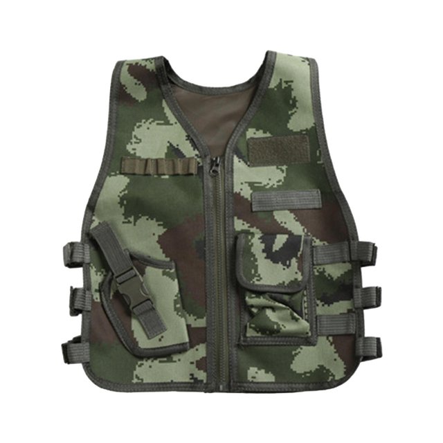 Chaleco táctico para niños, chaleco CS, equipo de combate, paintball, portador de placas, camping Verde 45cm