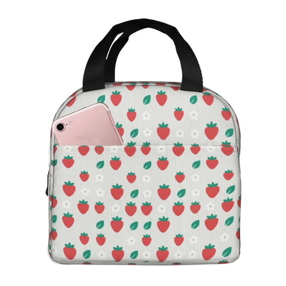 Cute Strawberry Lunchbox Insulated Lunch Bag Dot Reusable Cooler Lunch Boxes Tote Box Reusable Lunch Bags For Women For Gifts Office Picnic Travel Beach