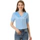 thumbnail image 1 of INSPIRE CHIC Camisa Casual Con Botones En El Frente Y Cuello Plisado Para Mujer Azul claro M, 1 of 4