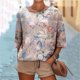 thumbnail image 2 of Mujeres 3/4 Manga Tops Y Blusas de Impresión Suelta Camisa Cortada, Casual Cuello Redondo Blusa para la Primavera Y el Verano, 2 of 5