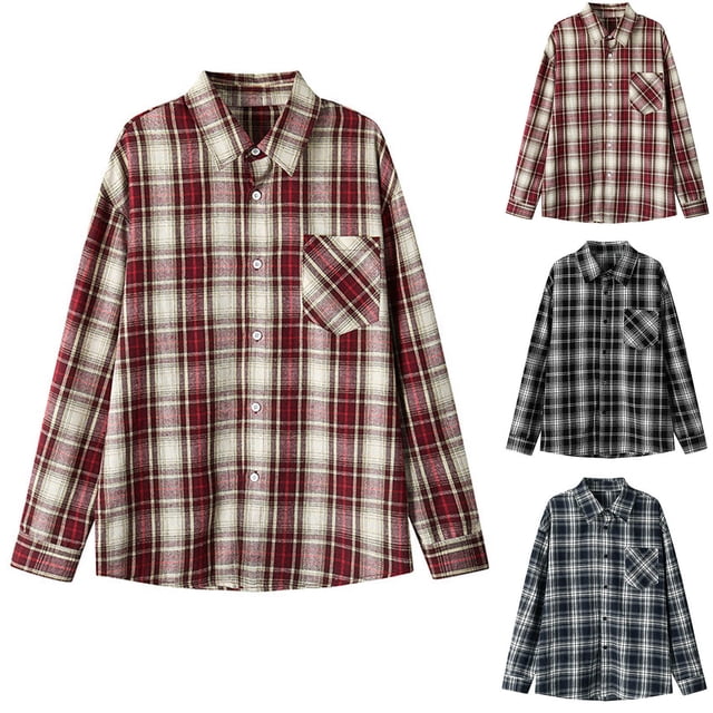 Ceisia Men's Oversize Plaid Polyester-Cotton Long-Sleeve Button-Down Shirt for Spring/Summer Casual Gift