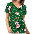 thumbnail image 4 of Luxalzxs Women's Christmas Scrub_Tops, V-Neck Short Sleeve Nurse Working Uniforms Xmas Printed Holiday Shirts with Pockets, 4 of 5