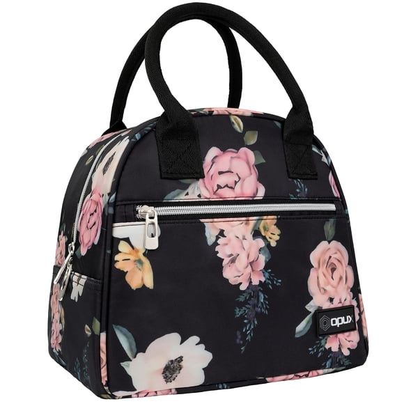 Fiambrera aislante OPUX para mujeres, niñas y niños, color negro floral