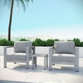 thumbnail image 2 of Modern Contemporary Urban Design Outdoor Patio Balcony Three PCS Sectional Sofa Set, Grey Gray, Aluminum, 2 of 6