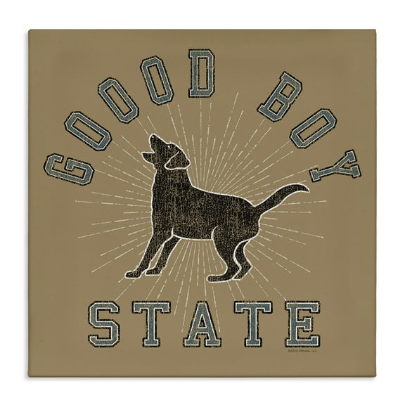 Stupell Industries Vintage Good Boy State Novelty & Humor Painting Wrapped Canvas Art Print Wall Art, 17 x 17