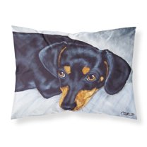 Carolines Treasures AMB1079PILLOWCASE Black and Tan Doxie Dachshund Fabric Standard Pillowcase Standard multicolor