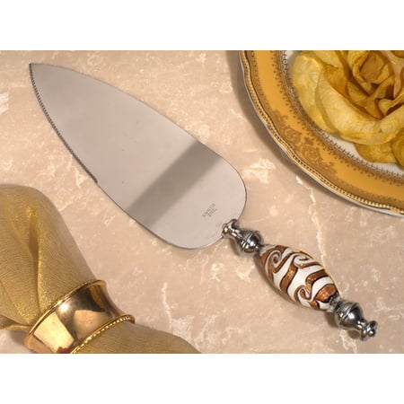 - Chic Murano art golden swirls cake server