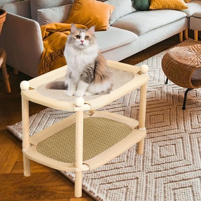 Cama para Mascotas Doble Capa Tipo Sofá Rascador Colchón Lounge de Madera Resistente Almohadilla Rascadora Tablero Lounge para Protección y Diversión Estilo A