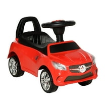 Ride On Push Car, Foot-to-Floor Walking Sliding Toy Car for Toddler with Working Horn, Music, Headlights and Storage, Red