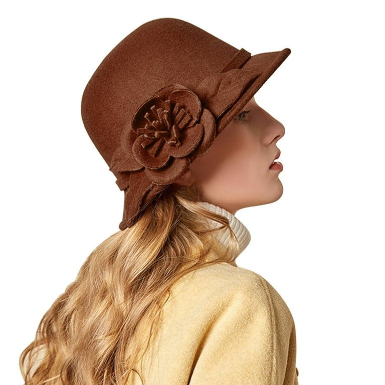 Women'S Autumn And Winter Flowers Round Top Casual Fisherman'S Basin Cap  Small Bowler Hat Bucket Hats D 