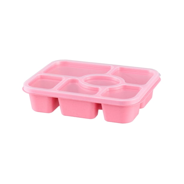 Pisexur Batería de cocina Lonchera de trigo con seis compartimentos, paja de trigo con tapa, caja para refrigerios, caja para conservar frutas, platos para refrigerio para la cocina del hogar