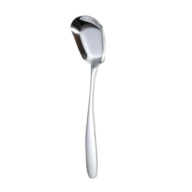 Falx Deep Square Head Chinese Style Spoon - Mirror Reflection, Anti-Rust, Thickened, Deepen, Large Capacity, Stainless Steel, Flat Bottom Scoop, Drink