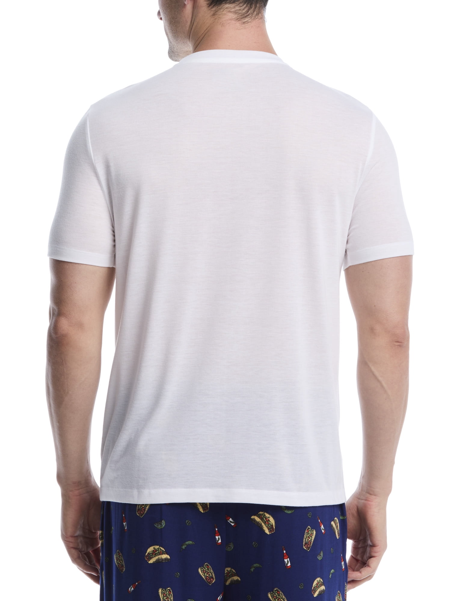 Ben Hogan Men's and Big Men's Short Set of Sleeve Solid Crew Shirt with Taco Tuesday Conversational Deluxe Touch Sleep Lounge Pant, Size S-2XL