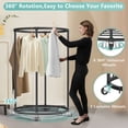 thumbnail image 5 of Nefoso Clothing Garment Rack with 4 Wheels and Shelf,Round Clothes Rack Rolling Clothes Organizer for Bedroom(Black), 5 of 12