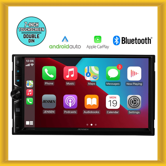 Jensen 7" 2 DIN Touchscreen Multimedia Receiver w/ Apple CarPlay & Android Auto