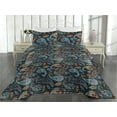 thumbnail image 2 of Ambesonne Paisley Quilted Bedspread Set 3 Pcs, Gothic Floral Motifs Retro, Twin, Vermilion Sky Blue Plum, 2 of 4