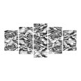 thumbnail image 1 of Floral 5 Panels Acrylic Glass Wall Art, Monochrome Composition of Water Lilies Design Sketch Style Arrangement, Accent for Living Room, Bedroom, Dorm, 60" x 30", Black and White, by Ambesonne, 1 of 5