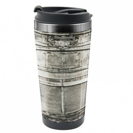

Rustic Travel Mug Historic Old Store Front Steel Thermal Cup 16 oz by Ambesonne