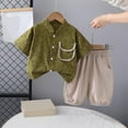 thumbnail image 2 of zbxnLI Toddler Baby Boys 2 Piece Casual Button down Short Sleeve Shirts Shorts Sets Summer Outfits, 2 of 3