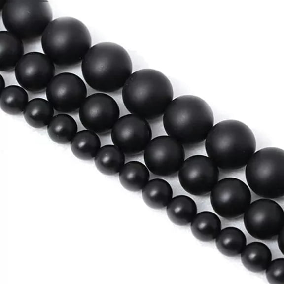 HOOUN Natural Matte Black Onyx Gemstones Round Beads 6mm 8mm 10mm 15.5"-8 mm