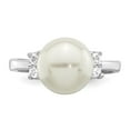 thumbnail image 5 of Majestik Sterling Silver Rhodium-plated Size 8 10-11mm White Imitation Shell Pearl and CZ Ring, 5 of 5