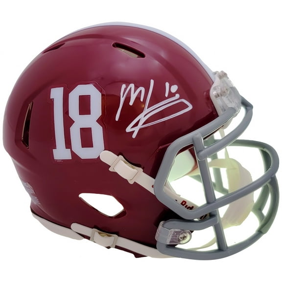 Mac Jones Autographed Alabama Crimson Tide Red Speed Mini Helmet Beckett BAS Witness 206522