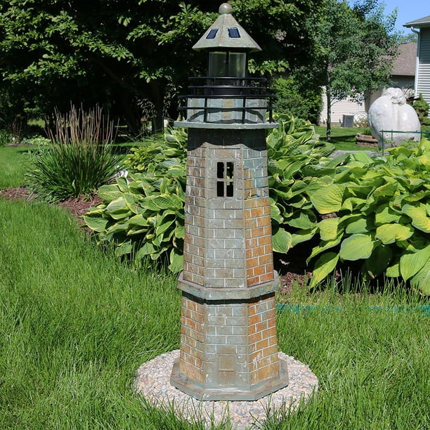 35 Solar Nautical Garden Statue, Outdoor Lighthouse Decor
