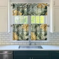 thumbnail image 2 of Kitchen Curtains 24 Inch Short - 3 Panel Set, Rod Pocket Window Curtain with Tropical Leaf Botanical Print, 100% Polyester for Farmhouse, Cafe, Kitchen, Bedroom, Easy Wash, 2 of 5