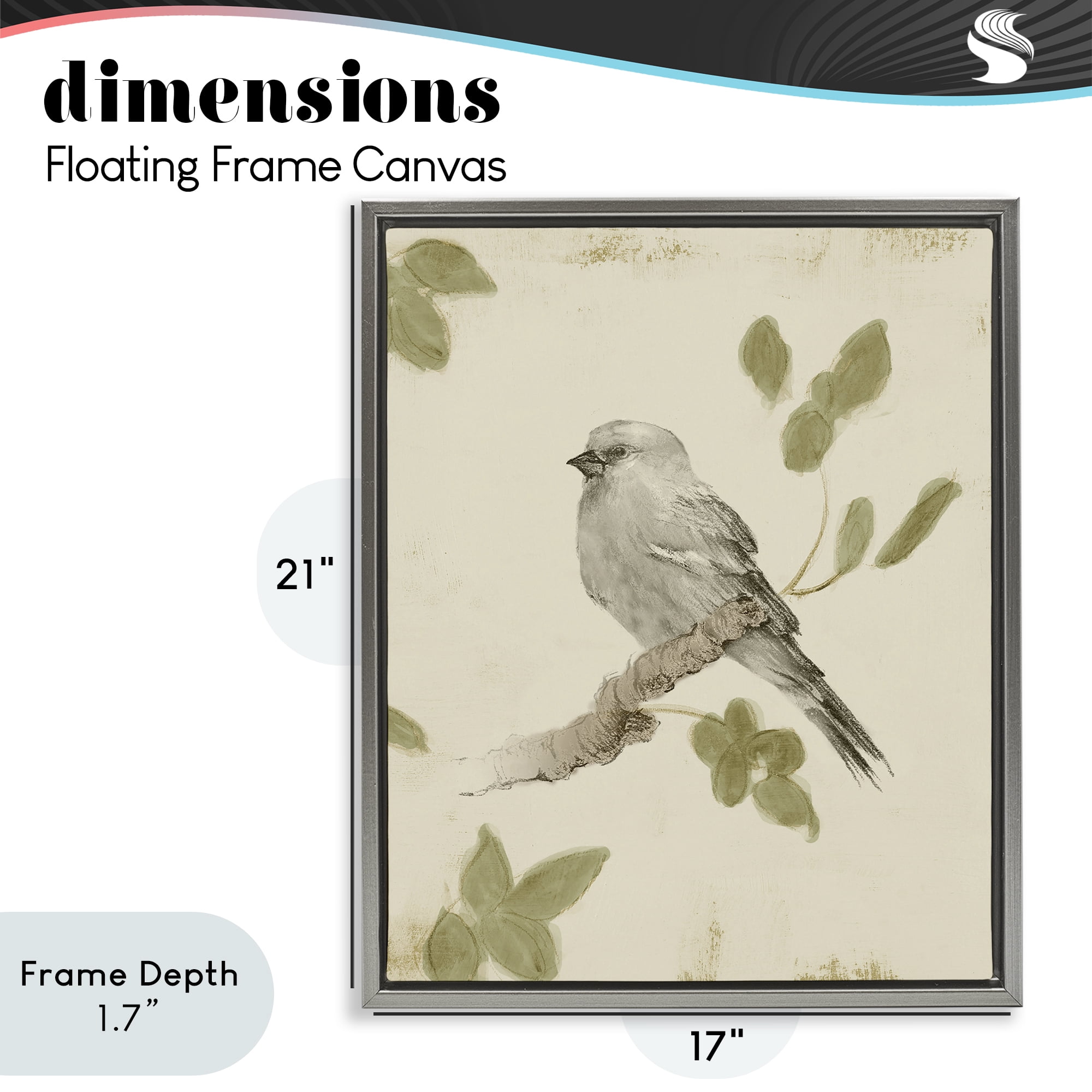 Stupell Industries Bird Scene on Neutral Gray Framed Floater Canvas Wall Art, design by Lanie Loreth