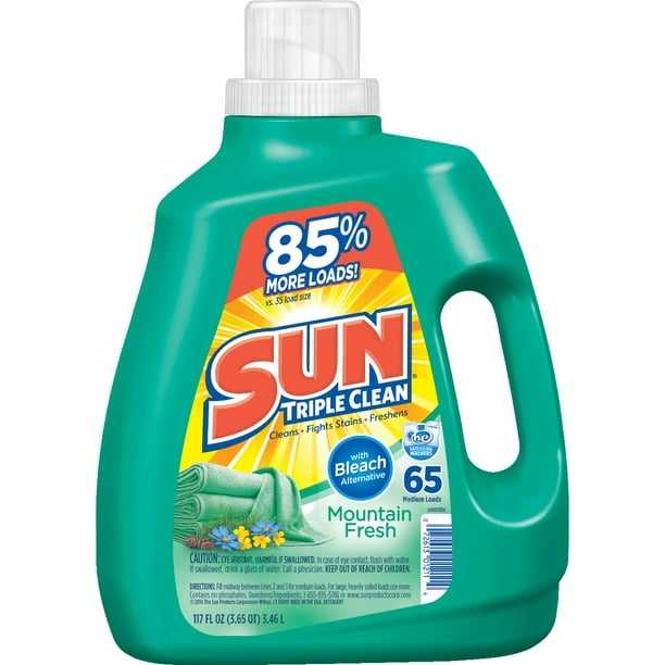 Sun Triple Clean Laundry Detergent, Mountain Fresh, 65 Loads