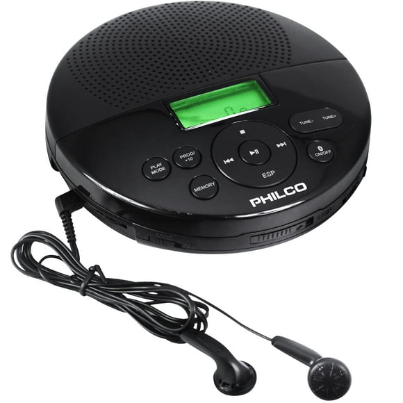 Reproductor de CD portátil Bluetooth Philco con radio FM y auriculares