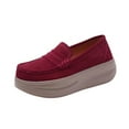thumbnail image 2 of Miluxas Women's Slip On Platform Loafers Comfort Suede Wedge Shoes Low Top Moccasins for Casual and Daily Wine 9(42), 2 of 9