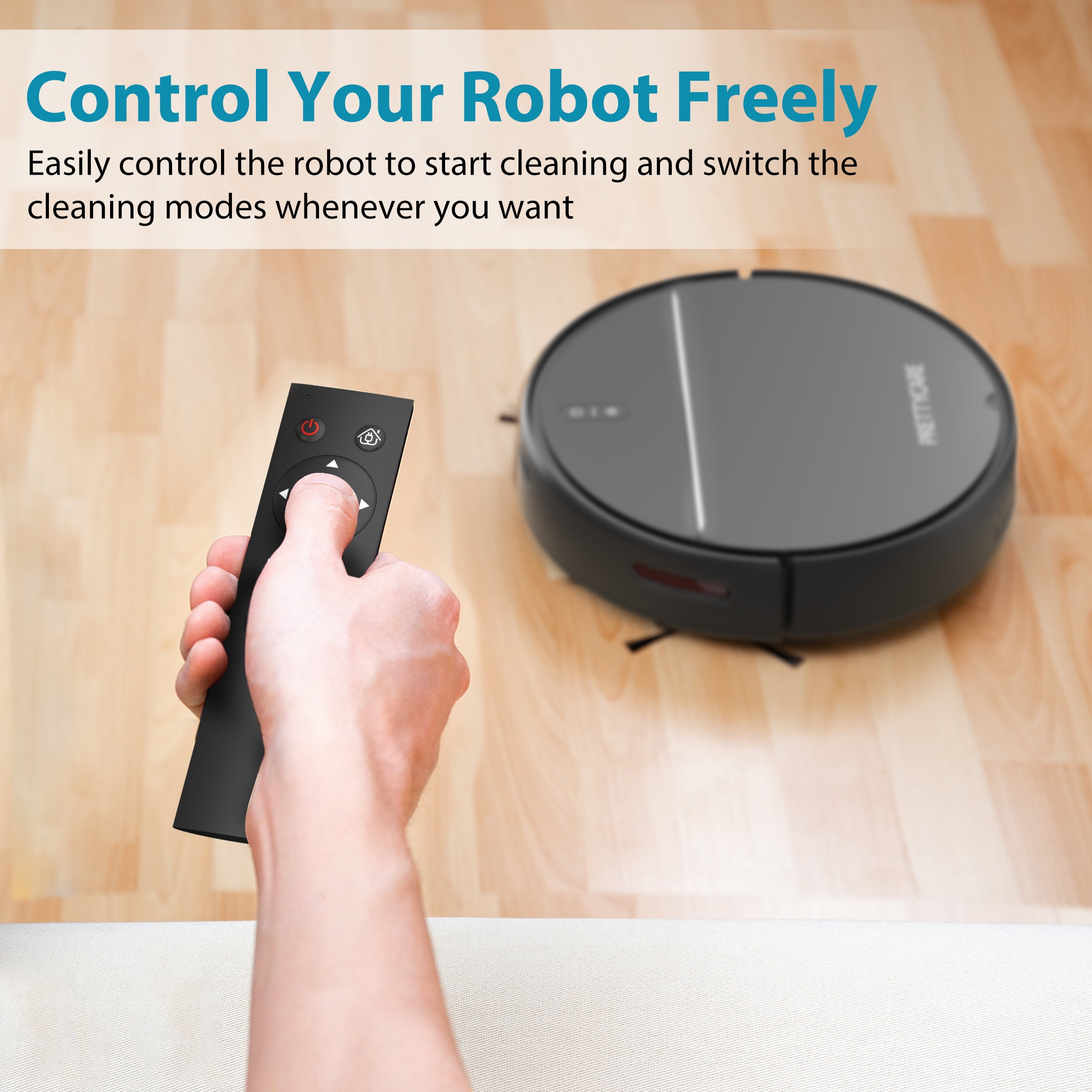 (2 pack) PrettyCare Robot Vacuum Cleaner with 2800Pa,Featured Carpet Boost,Tangle-Free,Ultra Slim,Self-Charging C1