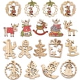 thumbnail image 2 of 3 piezas de colgantes huecos de madera para Navidad, adornos colgantes de ciervos de cartón o Papá Noel para decoraciones de árboles de fiesta de Navidad, regalos de bricolaje, 2 of 5