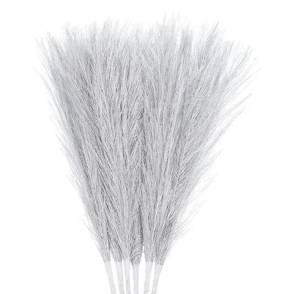 Uxcell 6Pcs Pampas Grass 17.7" Fake Pampas Grass for Wedding Decoration Silver