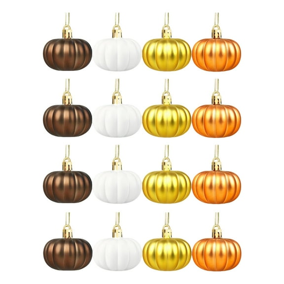 16 Pcs Fall Pumpkin Ornaments Set - Mini Hanging Decor for Thanksgiving Tree, Harvest Party & Halloween - Rustic Farmhouse Ball Decorations for Autumn Home Decor