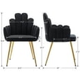 thumbnail image 3 of Guyou Velvet Dining Chair Set of 2, Modern Finger Shaped Upholstered Armchair Side Chair Makeup Chair with Back and Metal Legs for Living Room Bedroom Dining Room Powder Room, Black, 3 of 10