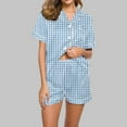 thumbnail image 2 of cfhntfmh 2 Piece Pajama Sets for Women Casual Print Collared Buttons down Soft Sleepwear Shirts Comfy Wide Leg Shorts Pjs Sets, 2 of 4