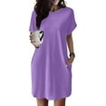 thumbnail image 2 of Casual Dresses For Womens Soft T Shirt Dress Short Sleeve Summer Tunic Dress Loose Loose Dress With Pockets Outwear, 2 of 2