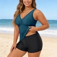 thumbnail image 2 of DHFJKG Tankini Swimsuits For Women 2 Piece Swimwear Deep V Neck Tankini Top And High Waist Shorts Bottoms Trendy Beachwear, 2 of 5