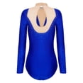thumbnail image 5 of Kaerm Women Gymnastics Leotard Rhinestones Long Sleeve Ballet Dance Leotard Figure Skating Bodysuit Blue XL, 5 of 7