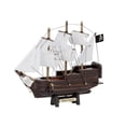 thumbnail image 2 of HANDCRAFTED NAUTICAL D√âCOR Wooden Captain Kidds Black Falcon Model Pirate Ship with White Sails 7", 2 of 2