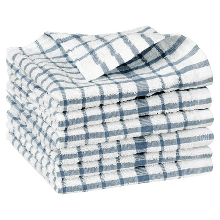 

Unique Bargains Cotton Waffle Buffalo Checked Absorbent Kitchen Dish Towels 14 x14 Blue