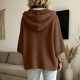 thumbnail image 3 of Womens Solid Hooded Knit Pullover Sweater, Drawstring 3/4 Batwing Sleeve Oversized Loose Ribbed Knitted Drop Shoulder Soft Comfy Winter Trendy Outfit, 3 of 5